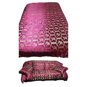 Regal Purple Gold Chinese Dragon Motif Brocade Heavy Silk Quilt Blanket Pillows